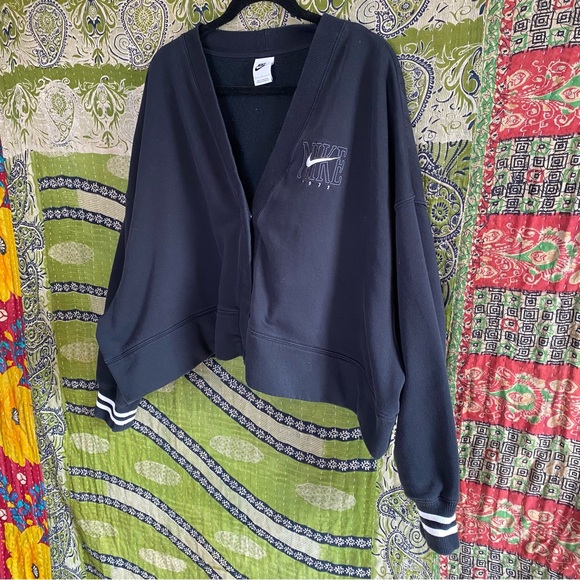 Nike Black Oversized Graphic Streetwear Sporty Snap Cardigan Size Large - Picture 6 of 15